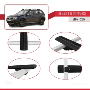 Renault Duster (HS) 2014-2017 Arası ile uyumlu Basic Model Ara Atkı Tavan Barı SİYAH 3 ADET thumb 4
