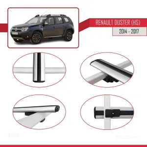Renault Duster (HS) 2014-2017 Arası ile uyumlu Basic Model Ara Atkı Tavan Barı GRİ 3 ADET thumb 4