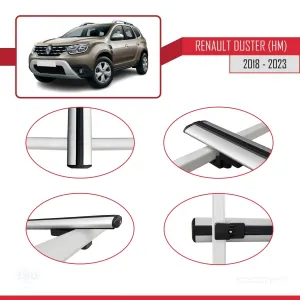 Renault Duster (HM) 2018-2023 Arası ile uyumlu Basic Model Ara Atkı Tavan Barı GRİ 3 ADET thumb 4