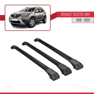 Renault Duster (HM) 2018-2023 Arası ile uyumlu ACE-1 Ara Atkı Tavan Barı SİYAH 3 ADET BAR thumb 3