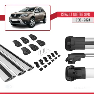 Renault Duster (HM) 2018-2023 Arası ile uyumlu ACE-1 Ara Atkı Tavan Barı GRİ 3 ADET BAR thumb 5