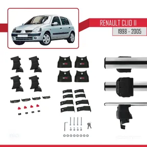 Renault Clio II 1998-2005 Arası ile uyumlu ACE-4 Ara Atkı Tavan Barı GRİ - Görsel 4