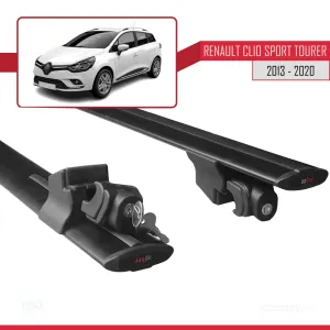 Renault Clio 4 Sport Tourer 2013-2020 Arası ile uyumlu HOOK Model Anahtar Kilitli Ara Atkı Tavan Barı SİYAH thumb 5