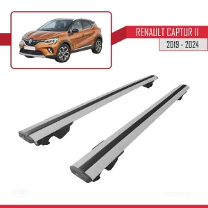 Renault Captur II 2019 ve Sonrası ile Uyumlu HOOK Model Anahtar Kilitli Ara Atkı Tavan Barı GRİ thumb 4