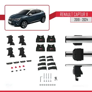 Renault Captur II 2019 ve Sonrası ile uyumlu ACE-4 Ara Atkı Tavan Barı GRİ thumb 5