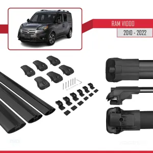 Ram V1000 2010-2022 Arası ile uyumlu ACE-1 Ara Atkı Tavan Barı SİYAH 3 ADET BAR thumb 5