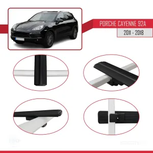 Porsche Cayenne 92A 2011-2018 Arası ile uyumlu Basic Model Ara Atkı Tavan Barı SİYAH 3 ADET thumb 4