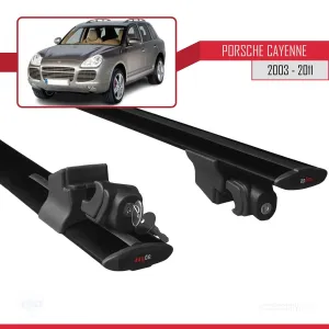 Porsche Cayenne 2003-2011 Arası ile uyumlu HOOK Model Anahtar Kilitli Ara Atkı Tavan Barı SİYAH thumb 5