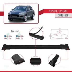 Porsche Cayenne 2003-2011 Arası ile Uyumlu FLY Model Ara Atkı Tavan Barı SİYAH 3 ADET BAR thumb 4