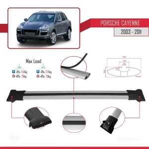 Porsche Cayenne 2003-2011 Arası ile uyumlu FLY Model Ara Atkı Tavan Barı GRİ thumb 4