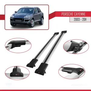 Porsche Cayenne 2003-2011 Arası ile uyumlu FLY Model Ara Atkı Tavan Barı GRİ thumb 5