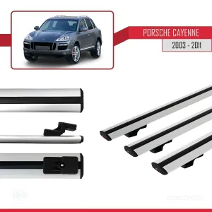 Porsche Cayenne 2003-2011 Arası ile uyumlu Basic Model Ara Atkı Tavan Barı GRİ 3 ADET thumb 3