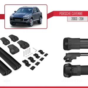 Porsche Cayenne 2003-2011 Arası ile uyumlu ACE-1 Ara Atkı Tavan Barı SİYAH - Görsel 5