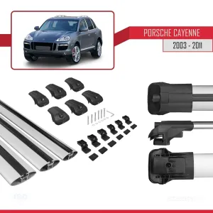 Porsche Cayenne 2003-2011 Arası ile uyumlu ACE-1 Ara Atkı Tavan Barı GRİ 3 ADET BAR - Görsel 5