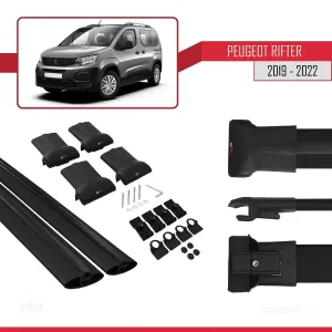 Peugeot Rifter 2019-2022 Arası ile Uyumlu FLY Model Ara Atkı Tavan Barı SİYAH thumb 5