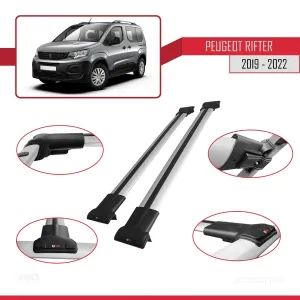 Peugeot Rifter 2019-2022 Arası ile Uyumlu FLY Model Ara Atkı Tavan Barı GRİ thumb 3