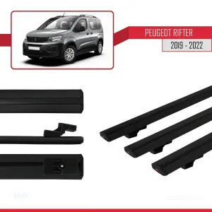 Peugeot Rifter 2019-2022 Arası ile uyumlu Basic Model Ara Atkı Tavan Barı SİYAH 3 ADET thumb 3