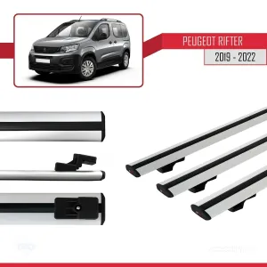 Peugeot Rifter 2019-2022 Arası ile uyumlu Basic Model Ara Atkı Tavan Barı GRİ 3 ADET thumb 3