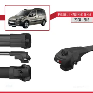 Peugeot Partner Tepee 2008-2018 Arası ile uyumlu ACE-1 Ara Atkı Tavan Barı SİYAH 4 ADET BAR thumb 5