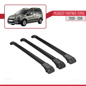 Peugeot Partner Tepee 2008-2018 Arası ile uyumlu ACE-1 Ara Atkı Tavan Barı SİYAH 3 ADET BAR thumb 4