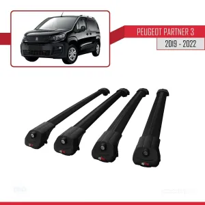 Peugeot Partner 2019-2022 Arası ile uyumlu ACE-1 Ara Atkı Tavan Barı SİYAH 4 ADET BAR thumb 3