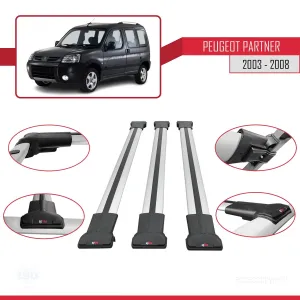 Peugeot Partner 2003-2008 Arası ile uyumlu FLY Model Ara Atkı Tavan Barı GRİ 3 ADET BAR thumb 5