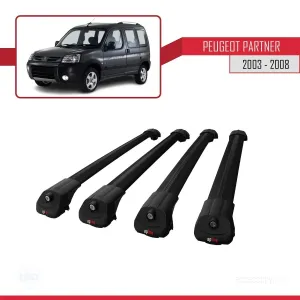 Peugeot Partner 2003-2008 Arası ile uyumlu ACE-1 Ara Atkı Tavan Barı SİYAH 4 ADET BAR thumb 4