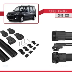 Peugeot Partner 2003-2008 Arası ile uyumlu ACE-1 Ara Atkı Tavan Barı SİYAH thumb 5