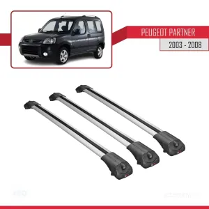 Peugeot Partner 2003-2008 Arası ile uyumlu ACE-1 Ara Atkı Tavan Barı GRİ 3 ADET BAR thumb 3