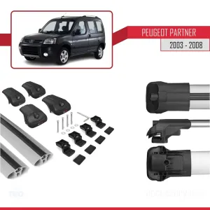 Peugeot Partner 2003-2008 Arası ile uyumlu ACE-1 Ara Atkı Tavan Barı GRİ thumb 5