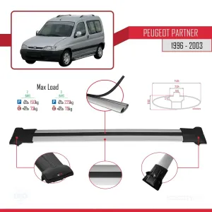 Drs Tuning Peugeot Partner 1996-2003 Arası ile uyumlu FLY Model Ara Atkı Tavan Barı GRİ - Görsel 4