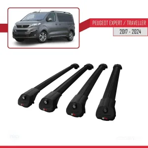 Peugeot Expert - Traveller 2017 ve Sonrası ile uyumlu ACE-1 Ara Atkı Tavan Barı SİYAH 4 ADET BAR thumb 4