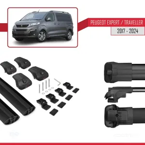 Peugeot Expert - Traveller 2017 ve Sonrası ile uyumlu ACE-1 Ara Atkı Tavan Barı SİYAH thumb 5
