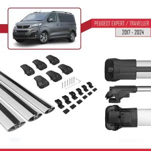 Peugeot Expert - Traveller 2017 ve Sonrası ile uyumlu ACE-1 Ara Atkı Tavan Barı GRİ 3 ADET BAR thumb 5