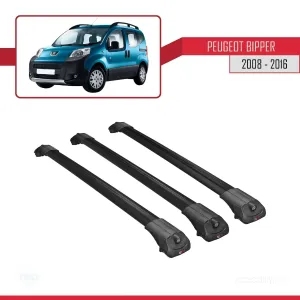 Peugeot Bipper 2008-2016 Arası ile uyumlu ACE-1 Ara Atkı Tavan Barı SİYAH 3 ADET BAR thumb 3