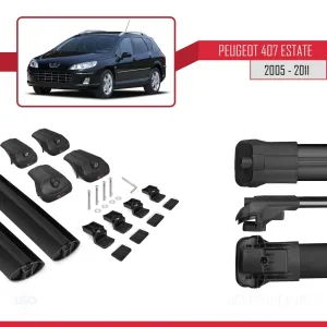Drs Tuning Peugeot 407 SW 2005-2011 Arası ile uyumlu ACE-1 Ara Atkı Tavan Barı SİYAH - Görsel 5