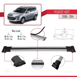 Peugeot 4007 2006-2014 Arası ile Uyumlu FLY Model Ara Atkı Tavan Barı GRİ thumb 4