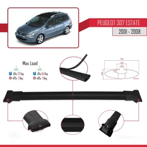 Drs Tuning Peugeot 307 ESTATE 2001-2008 Arası ile Uyumlu FLY Model Ara Atkı Tavan Barı SİYAH 3 ADET BAR - Görsel 4