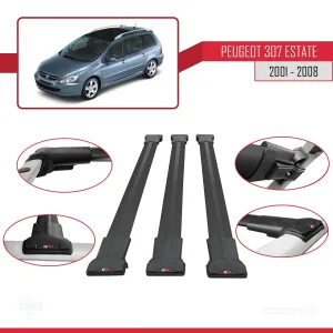 Drs Tuning Peugeot 307 ESTATE 2001-2008 Arası ile Uyumlu FLY Model Ara Atkı Tavan Barı SİYAH 3 ADET BAR - Görsel 5