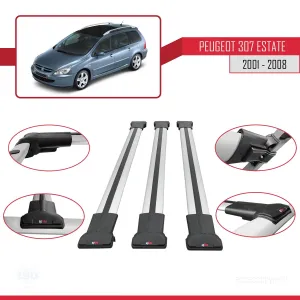 Peugeot 307 ESTATE 2001-2008 Arası ile Uyumlu FLY Model Ara Atkı Tavan Barı GRİ 3 ADET BAR thumb 5