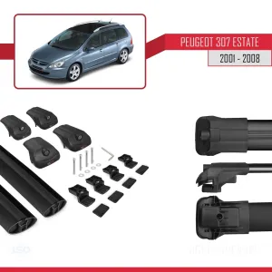Peugeot 307 ESTATE 2001-2008 Arası ile uyumlu ACE-1 Ara Atkı Tavan Barı SİYAH thumb 5