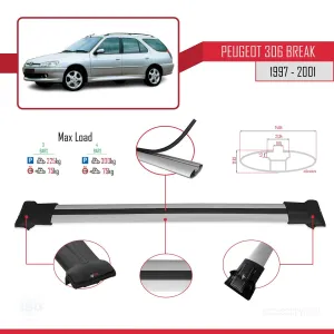 Drs Tuning Peugeot 306 Estate 1997-2001 Arası ile uyumlu FLY Model Ara Atkı Tavan Barı GRİ 3 ADET BAR - Görsel 4