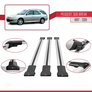 Drs Tuning Peugeot 306 Estate 1997-2001 Arası ile uyumlu FLY Model Ara Atkı Tavan Barı GRİ 3 ADET BAR - Görsel 5