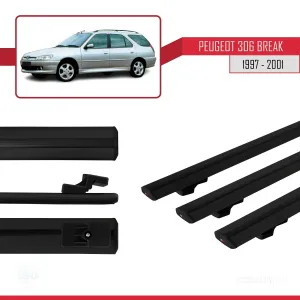 Peugeot 306 Estate 1997-2001 Arası ile uyumlu Basic Model Ara Atkı Tavan Barı SİYAH 3 ADET thumb 3