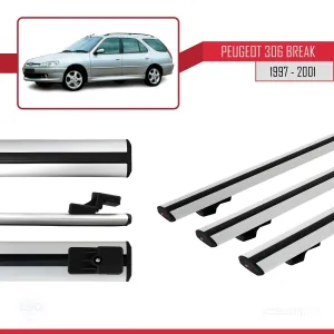 Peugeot 306 Estate 1997-2001 Arası ile uyumlu Basic Model Ara Atkı Tavan Barı GRİ 3 ADET thumb 3