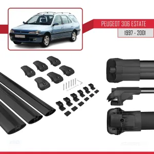 Drs Tuning Peugeot 306 Estate 1997-2001 Arası ile uyumlu ACE-1 Ara Atkı Tavan Barı SİYAH 3 ADET BAR - Görsel 5