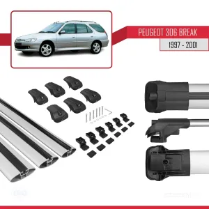 Peugeot 306 Estate 1997-2001 Arası ile uyumlu ACE-1 Ara Atkı Tavan Barı GRİ 3 ADET BAR thumb 5