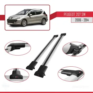 Peugeot 207 SW 2006-2014 Arası ile Uyumlu FLY Model Ara Atkı Tavan Barı GRİ thumb 5