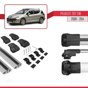 Peugeot 207 SW 2006-2014 Arası ile uyumlu ACE-1 Ara Atkı Tavan Barı GRİ thumb 5
