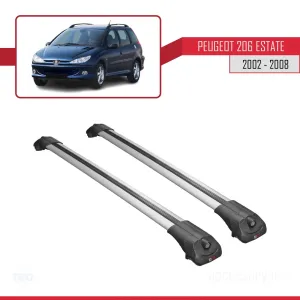 Peugeot 206 Estate 2002-2008 Arası ile uyumlu ACE-1 Ara Atkı Tavan Barı GRİ thumb 3